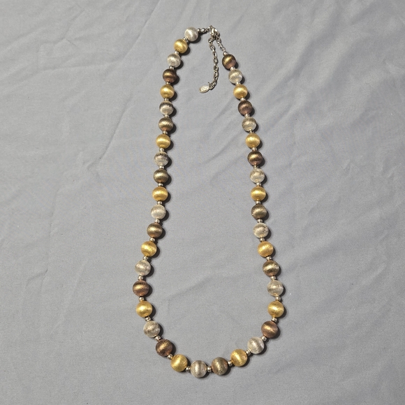 Nolan Miller Jewelry - Nolan Miller Always Young At Heart Tri Color Beaded Necklace Textured Gold Tone
